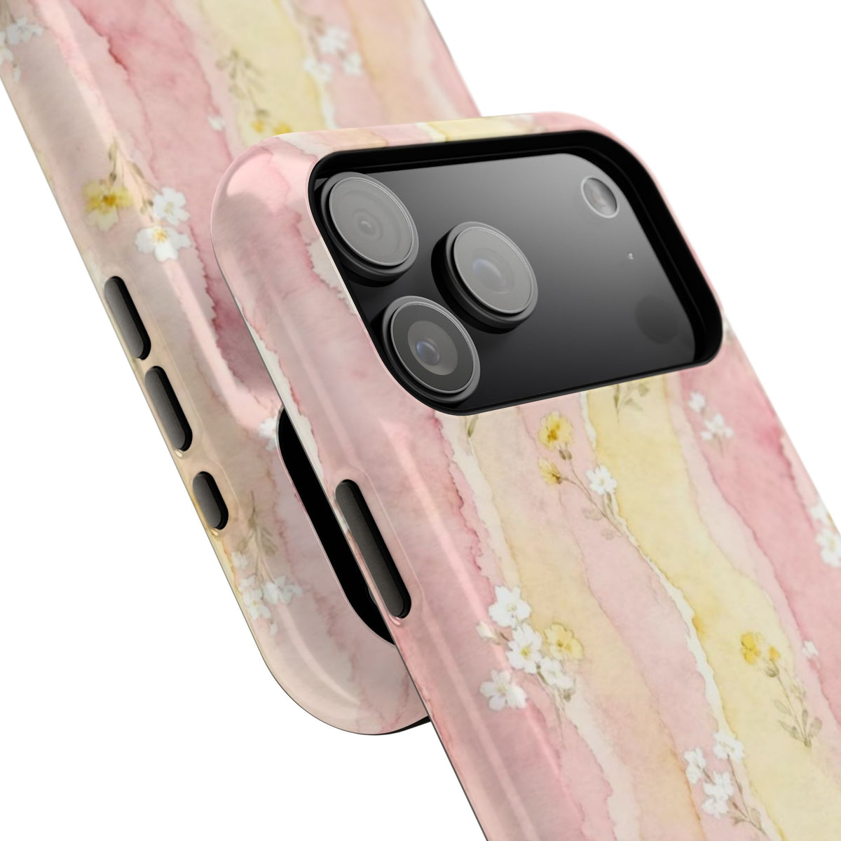 Pink And Yellow Water Art Flowers iPhone Case