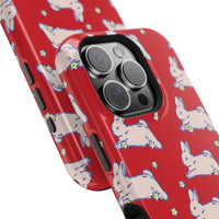 Red Hopping Bunnies And Stars iPhone Case