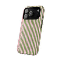 Pink And Green Stripes Pink Floral iPhone Case
