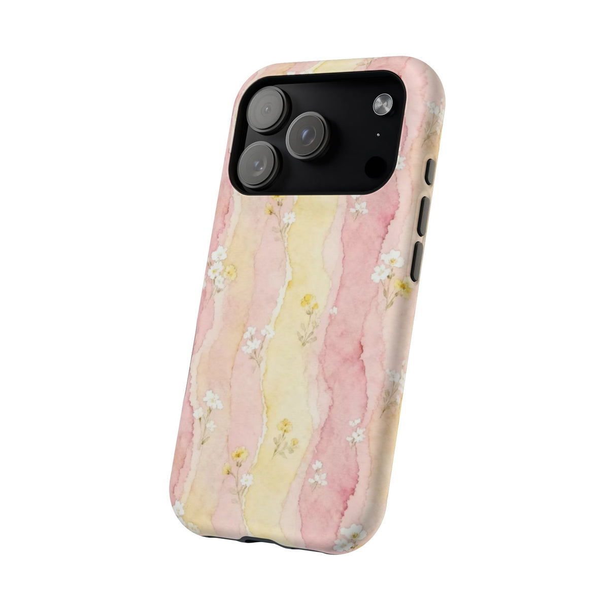 Pink And Yellow Water Art Flowers iPhone Case