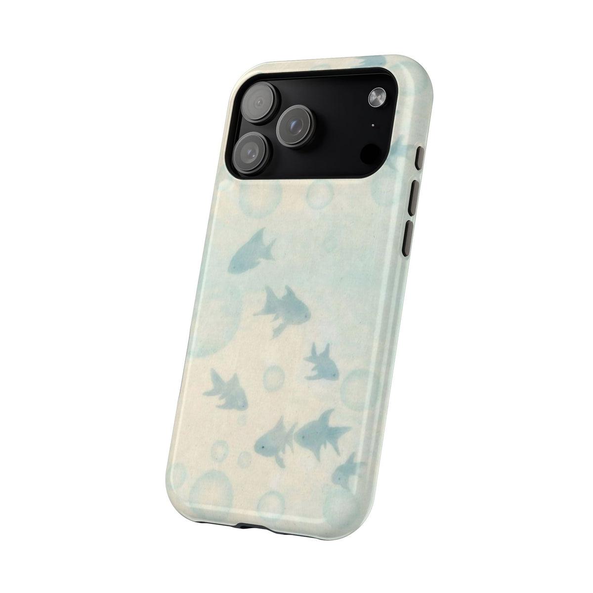 Blue Gold Fishy And Bubbles iPhone Case