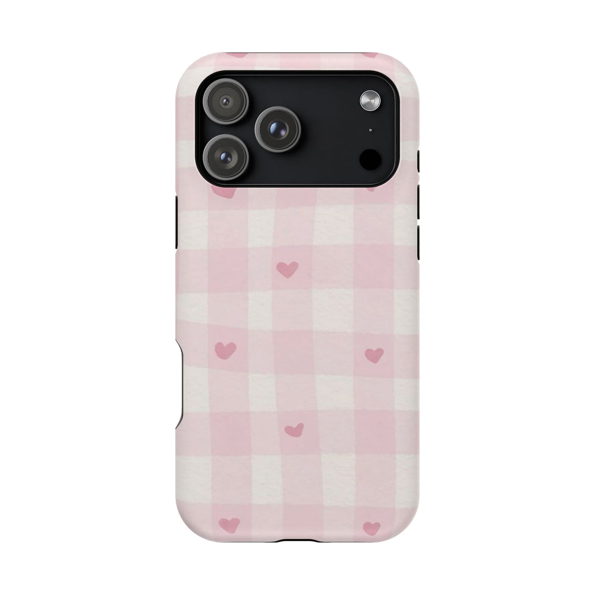 Pink Heart Checkered iPhone Case