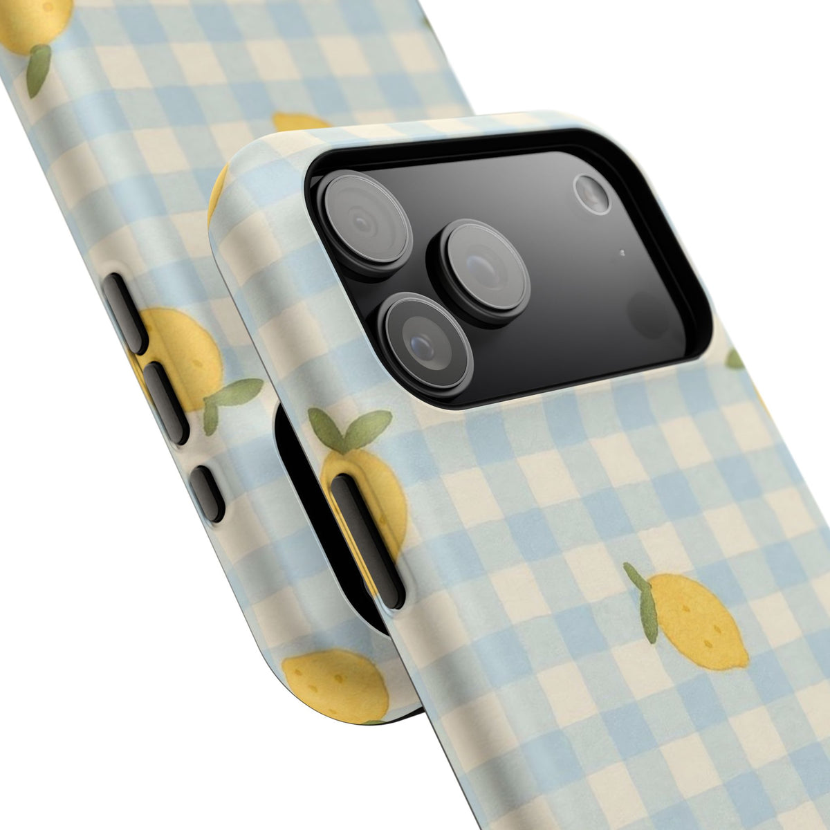 Lemon And Blue Checkered iPhone Case