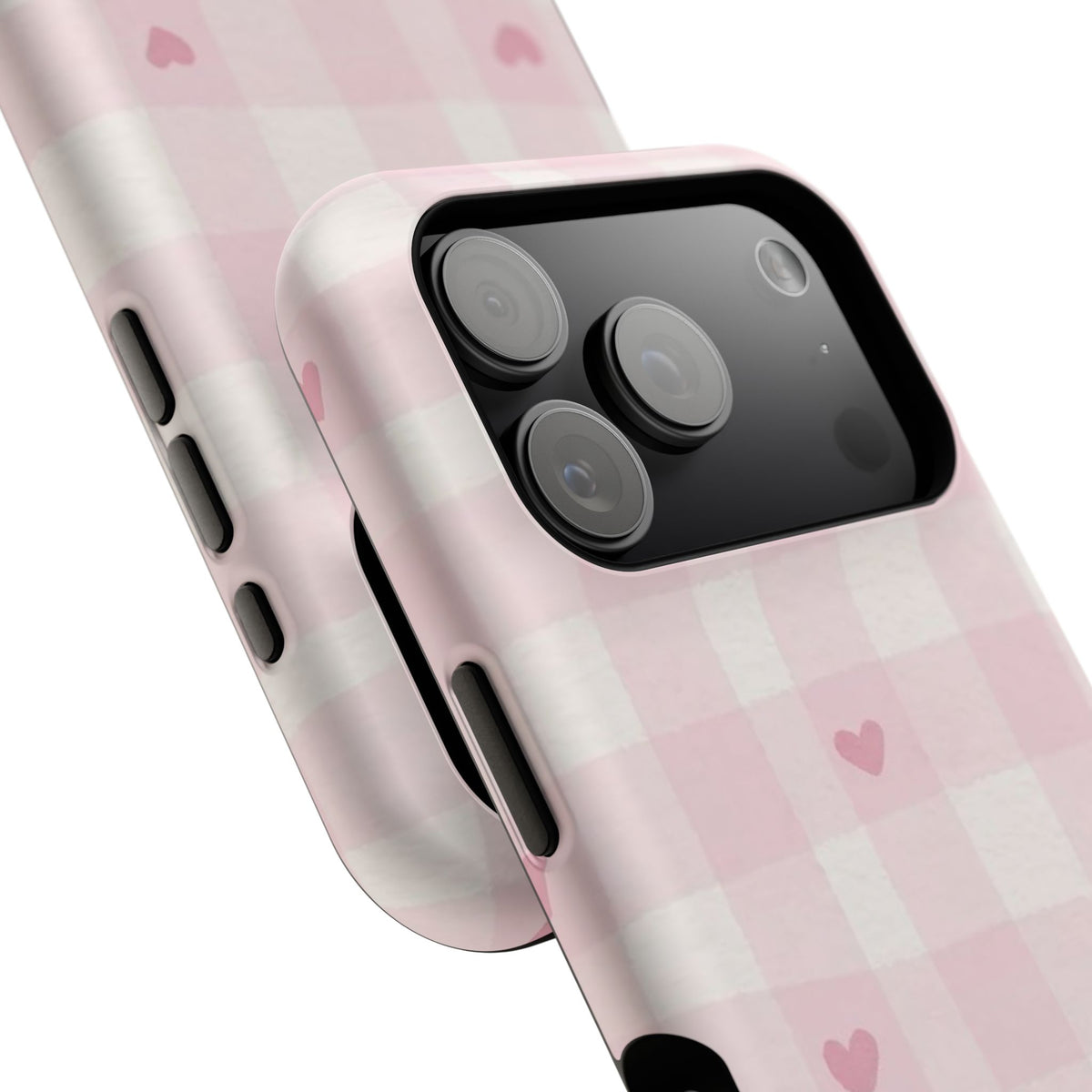 Pink Heart Checkered iPhone Case