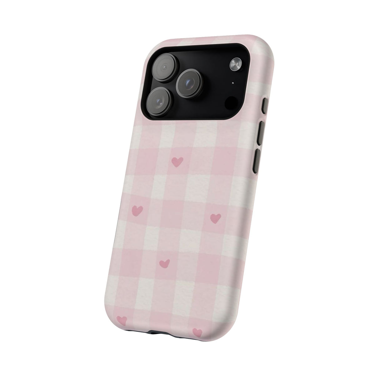 Pink Heart Checkered iPhone Case