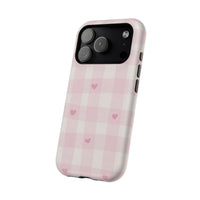 Pink Heart Checkered iPhone Case
