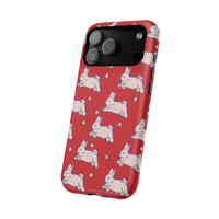 Red Hopping Bunnies And Stars iPhone Case