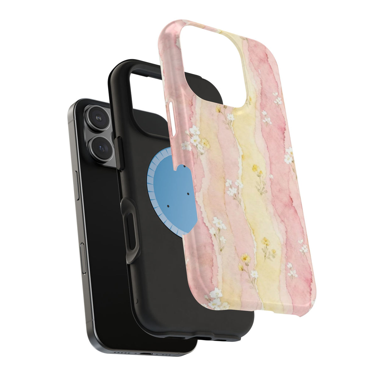 Pink And Yellow Water Art Flowers iPhone Case