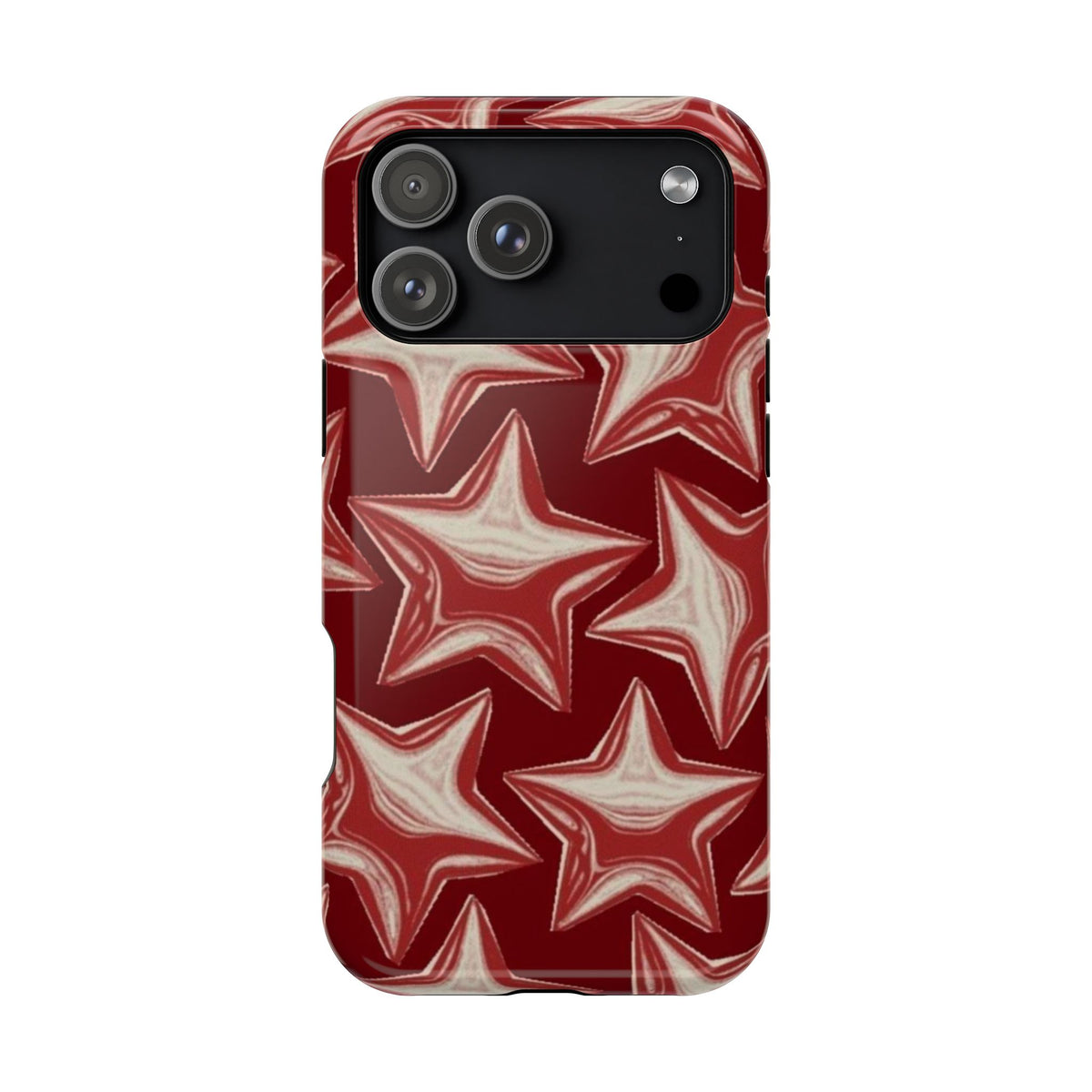 Chrome Shiny Red Stars iPhone Case