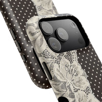 Floral Lace Brown Polka Dot iPhone Case
