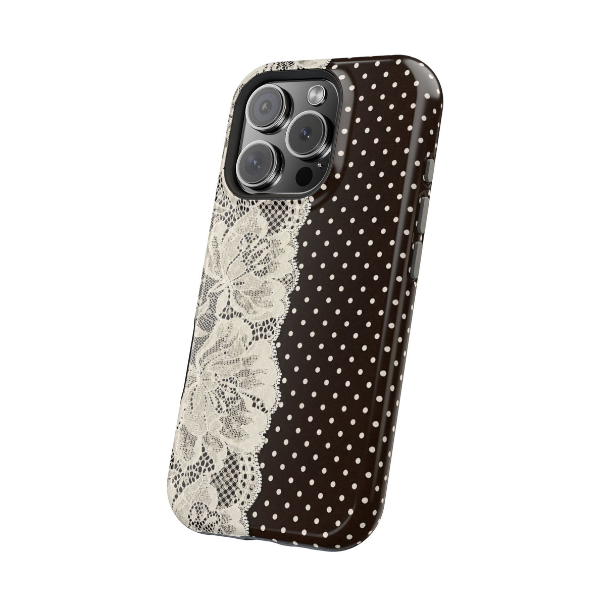 Floral Lace Brown Polka Dot iPhone Case