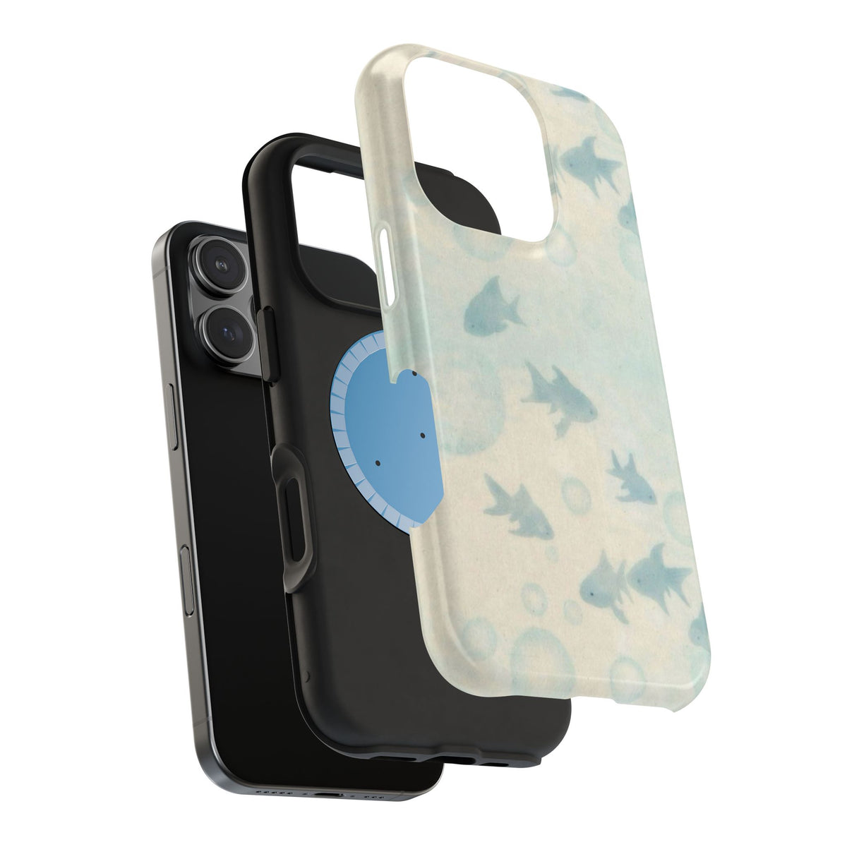 Blue Gold Fishy And Bubbles iPhone Case