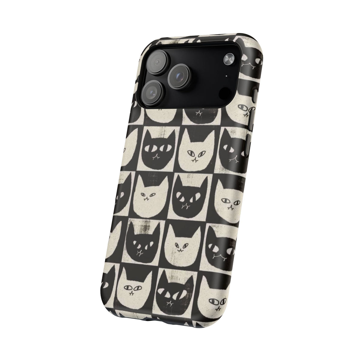 Black And White Cat Tiles iPhone Case