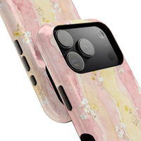 Pink And Yellow Water Art Flowers iPhone Case