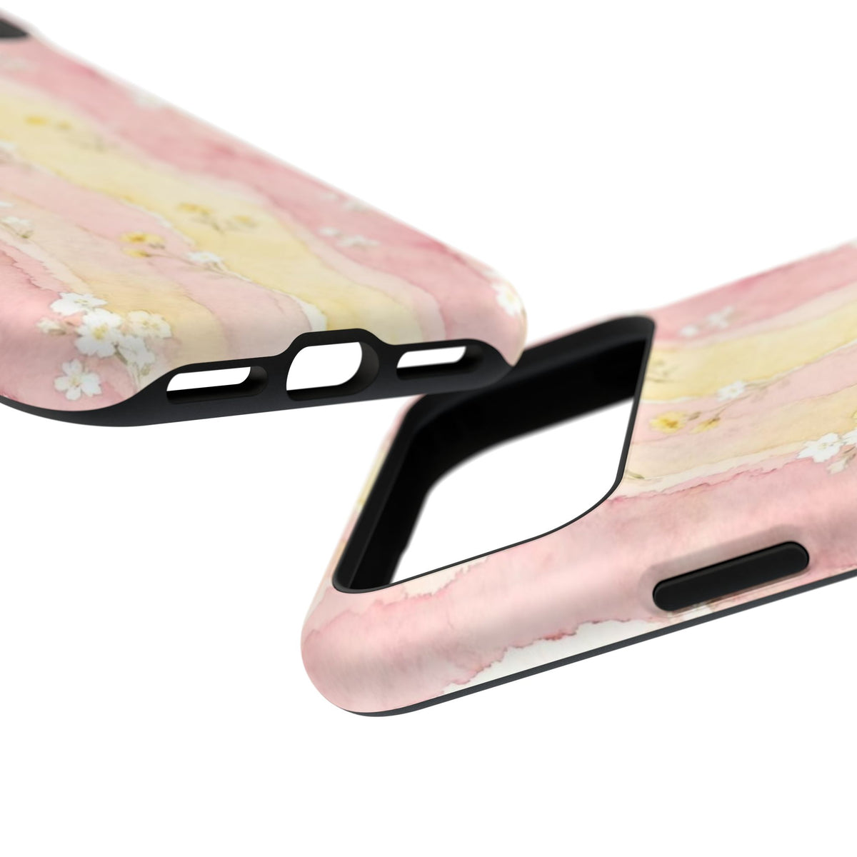 Pink And Yellow Water Art Flowers iPhone Case