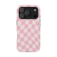 Pink Wavy Checkered iPhone Case