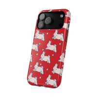 Red Hopping Bunnies And Stars iPhone Case