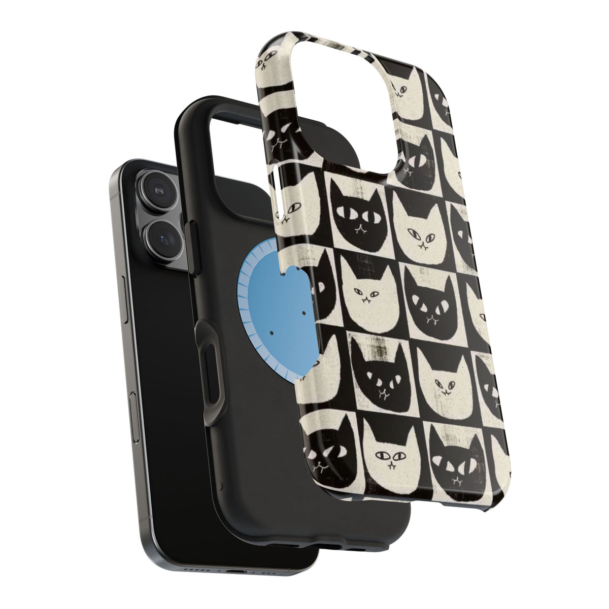 Black And White Cat Tiles iPhone Case