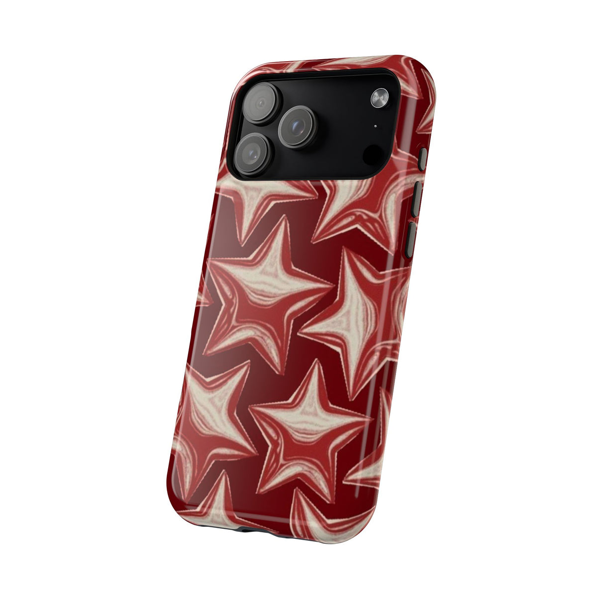 Chrome Shiny Red Stars iPhone Case