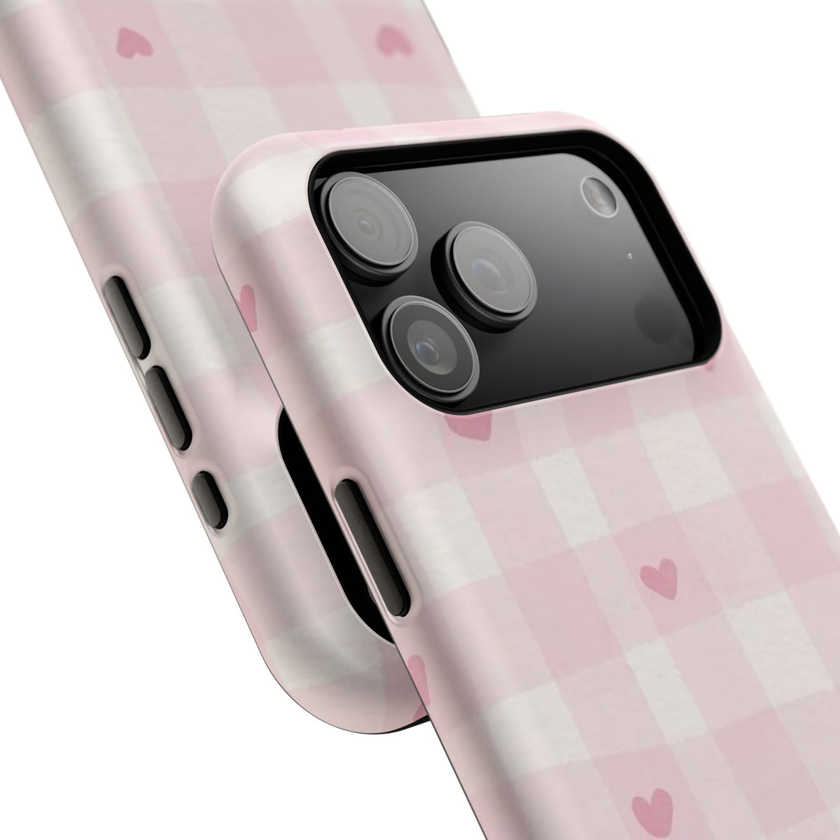 Pink Heart Checkered iPhone Case