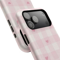 Pink Heart Checkered iPhone Case
