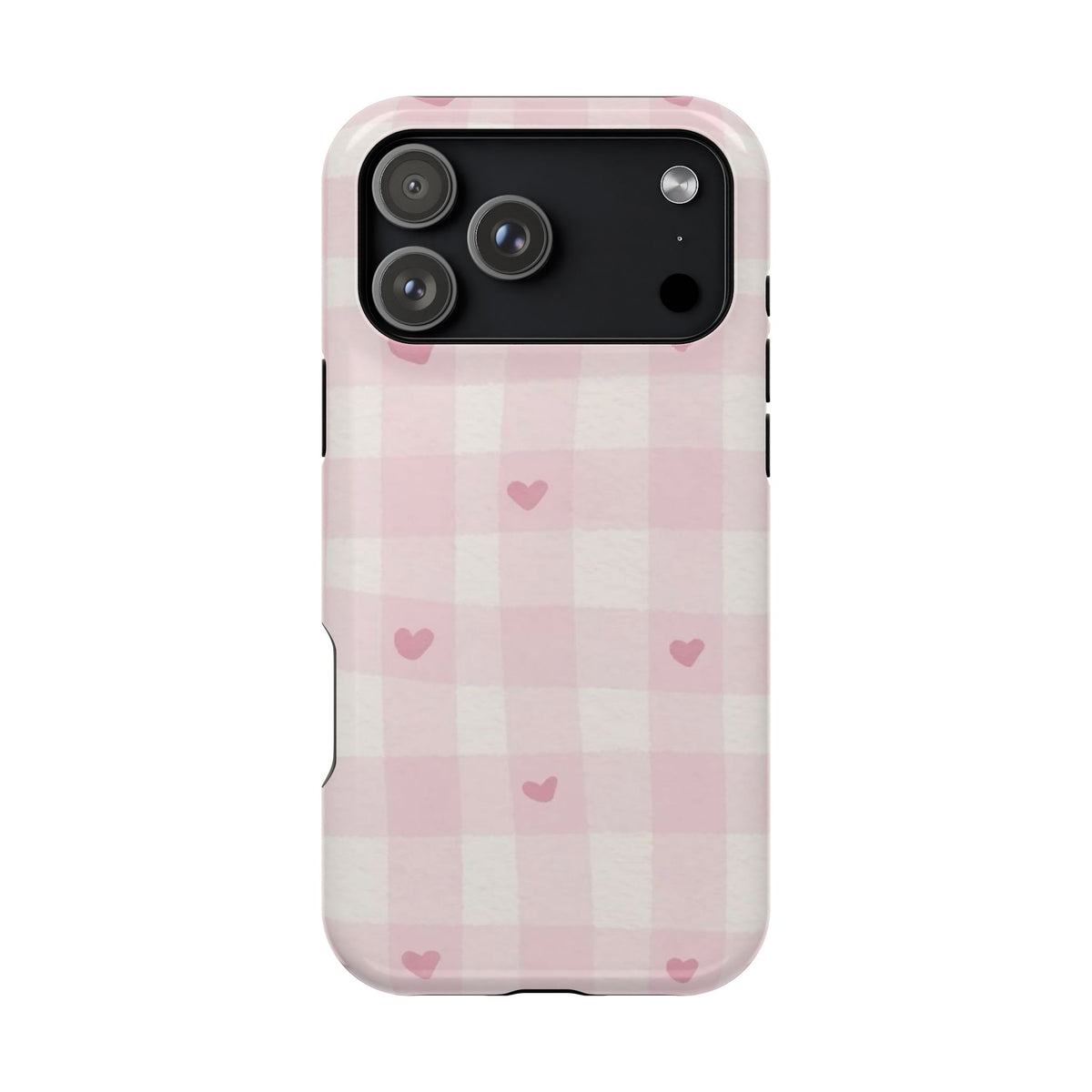 Pink Heart Checkered iPhone Case