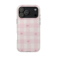 Pink Heart Checkered iPhone Case