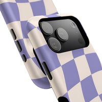 Lilac Wavy Checkered iPhone Case