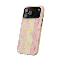 Pink And Yellow Water Art Flowers iPhone Case