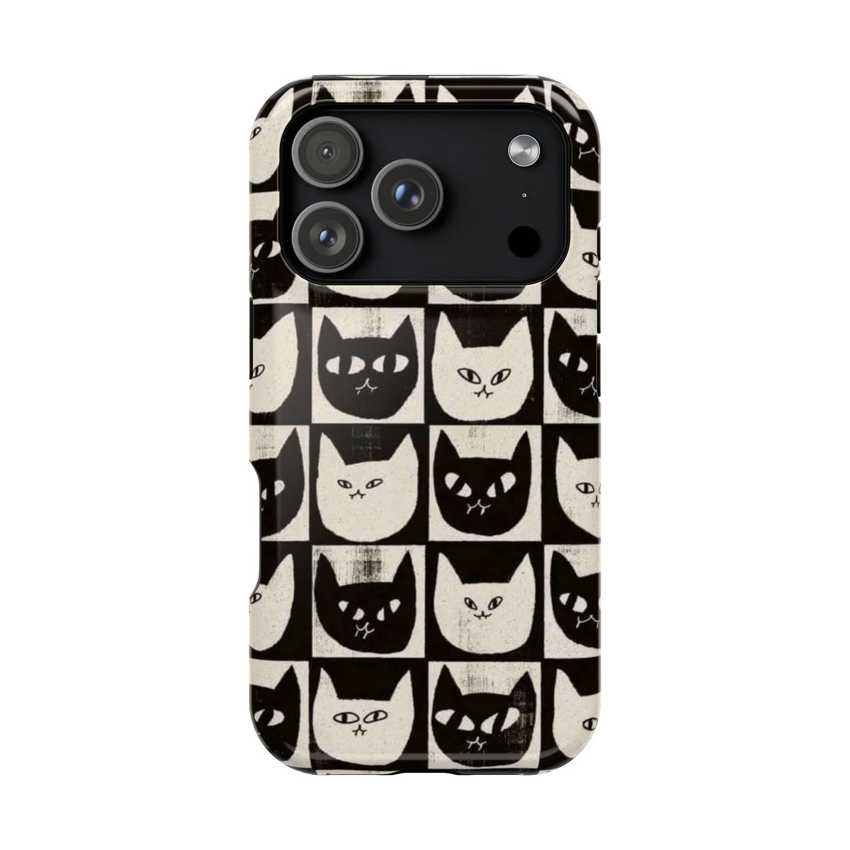 Black And White Cat Tiles iPhone Case