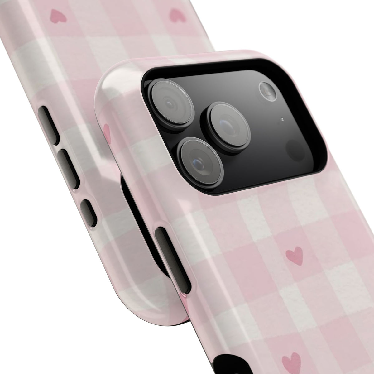 Pink Heart Checkered iPhone Case