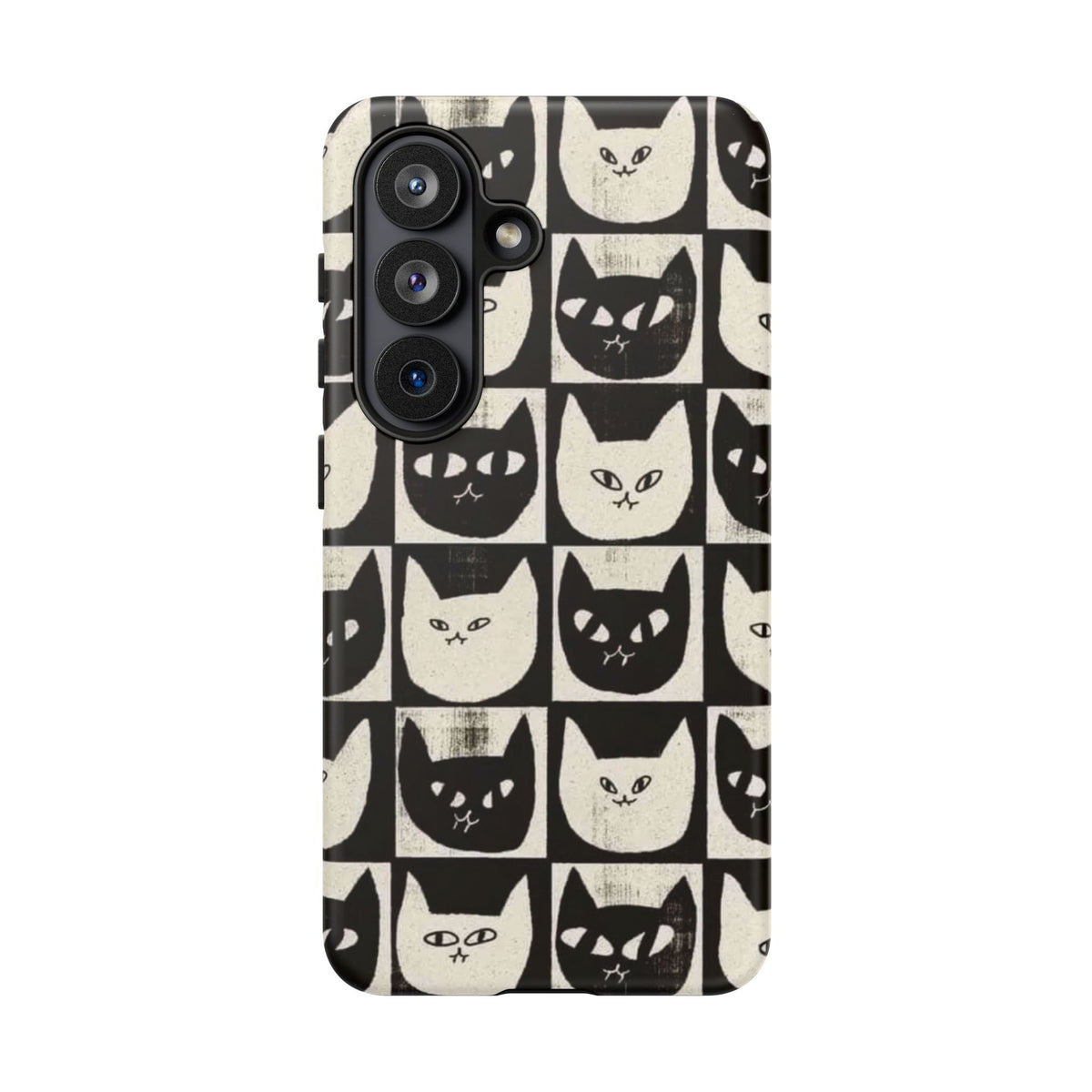 Black And White Cat Tiles Samsung Case