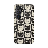 Black And White Cat Tiles Samsung Case
