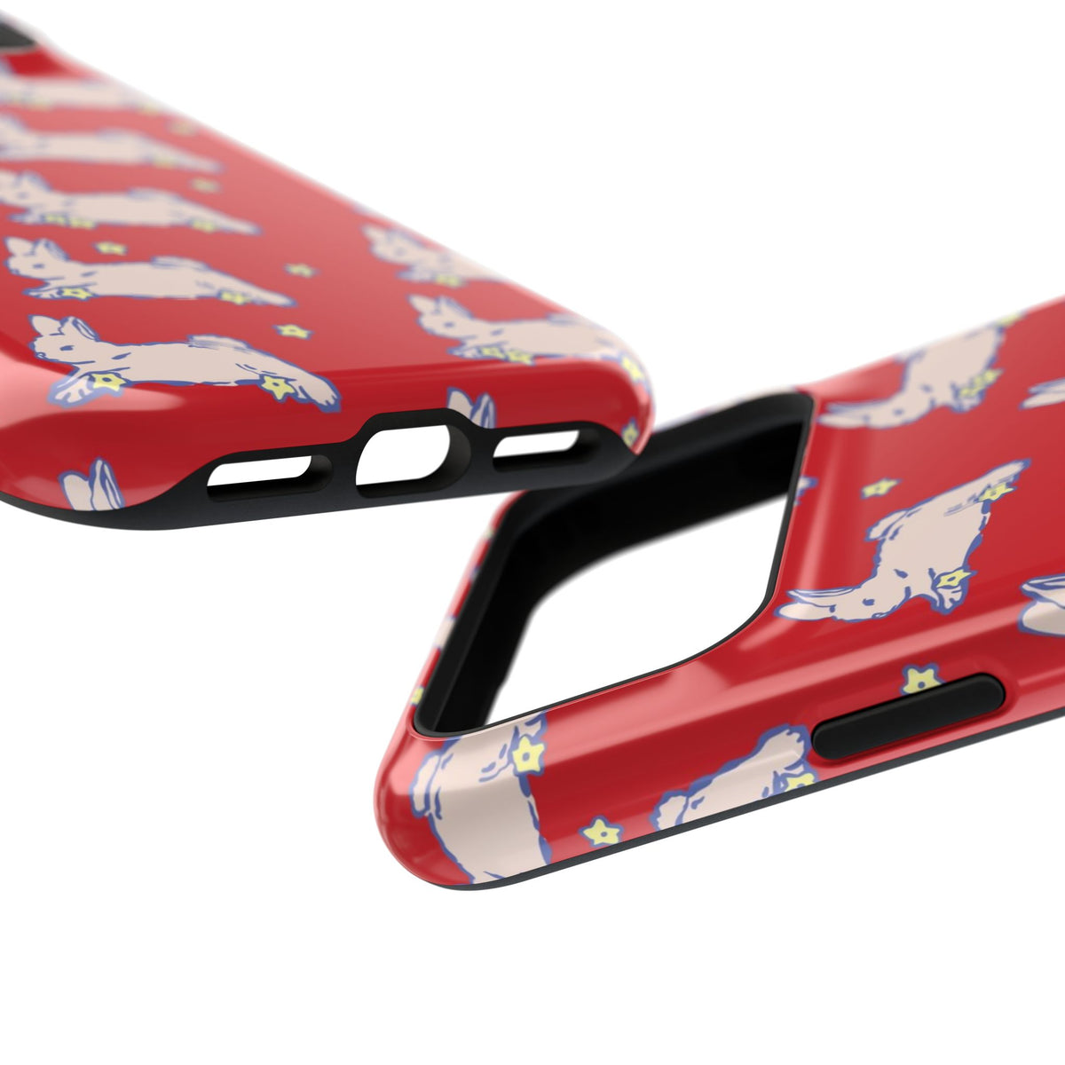 Red Hopping Bunnies And Stars iPhone Case