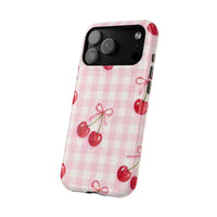 Pink Cherries And Checkered iPhone Case