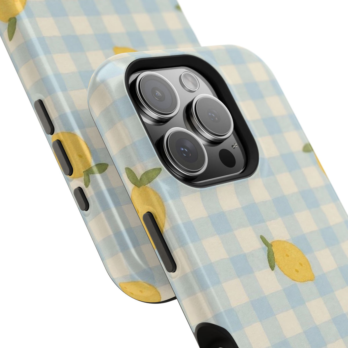 Lemon And Blue Checkered iPhone Case