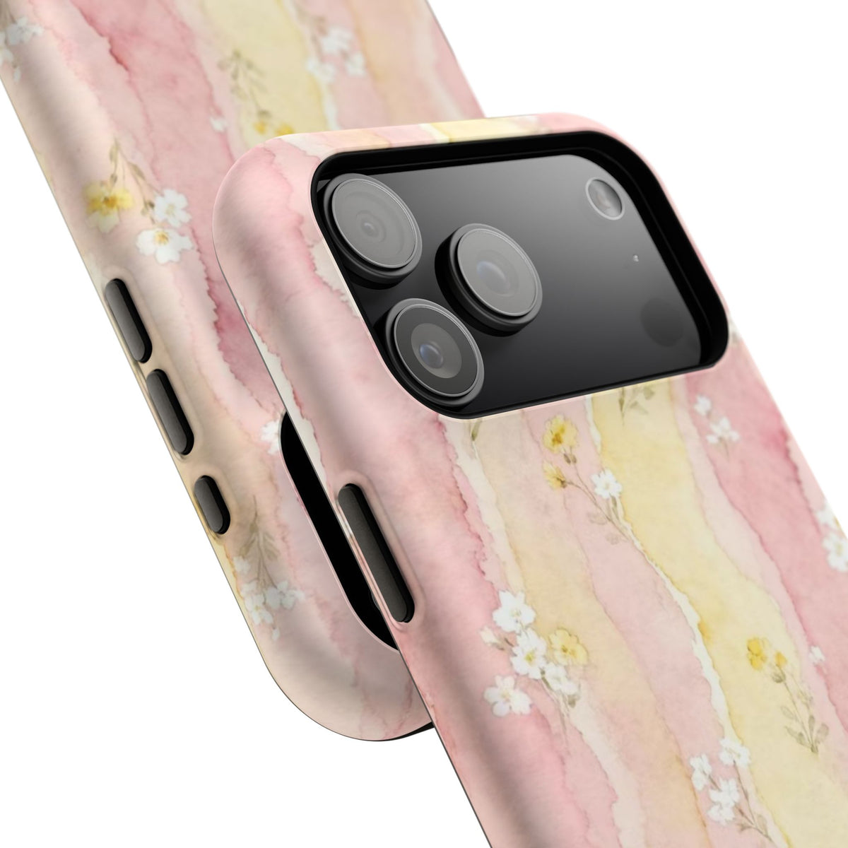 Pink And Yellow Water Art Flowers iPhone Case