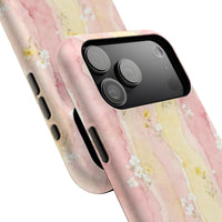 Pink And Yellow Water Art Flowers iPhone Case