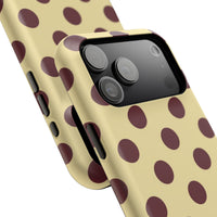 Yellow And Maroon Polka Dots iPhone Case