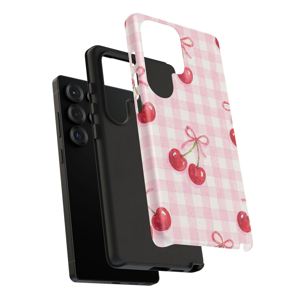 Pink Cherries And Checkered Samsung Case