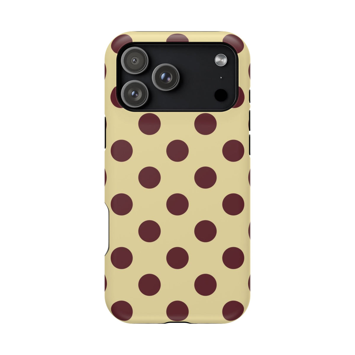 Yellow And Maroon Polka Dots iPhone Case