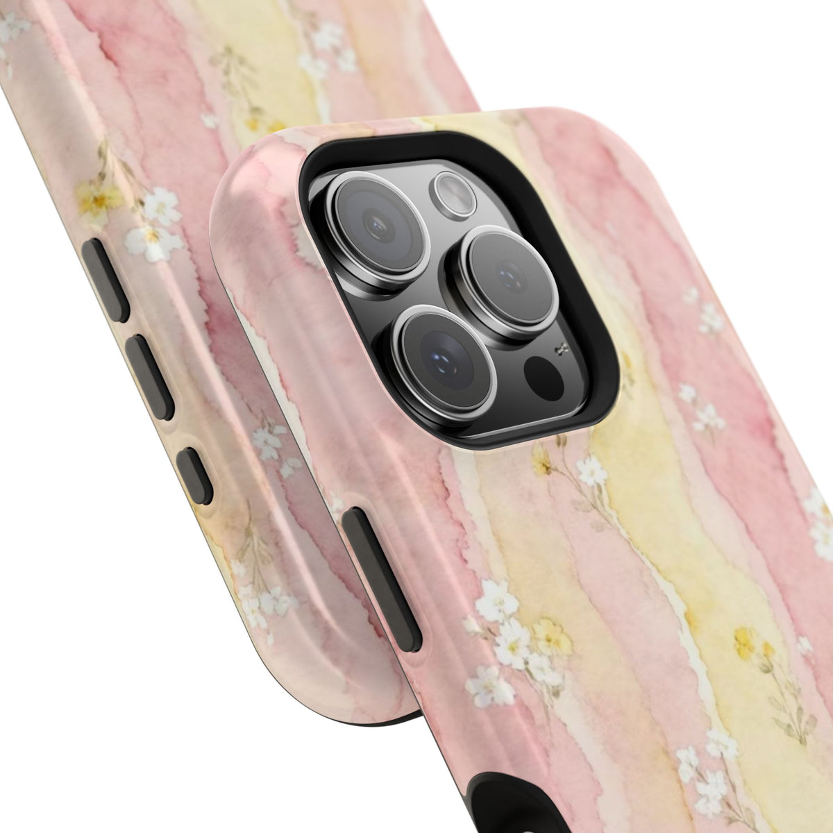 Pink And Yellow Water Art Flowers iPhone Case
