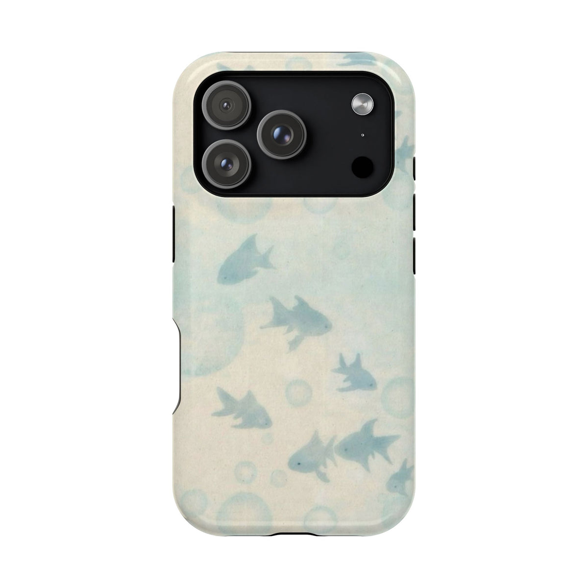 Blue Gold Fishy And Bubbles iPhone Case