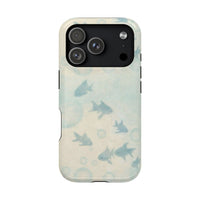 Blue Gold Fishy And Bubbles iPhone Case
