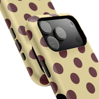 Yellow And Maroon Polka Dots iPhone Case
