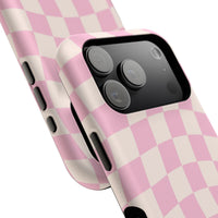Pink Wavy Checkered iPhone Case