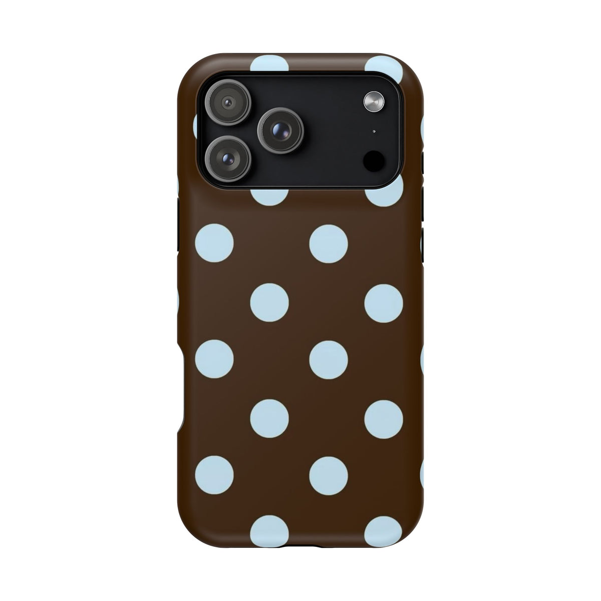 Brown And Baby Blue Polka Dots iPhone Case