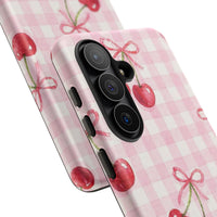 Pink Cherries And Checkered Samsung Case