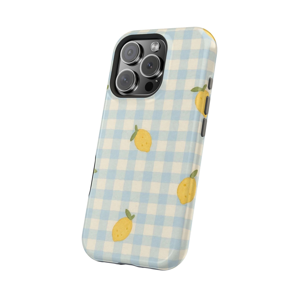 Lemon And Blue Checkered iPhone Case
