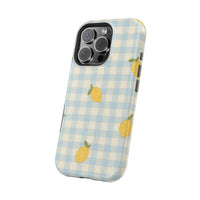 Lemon And Blue Checkered iPhone Case